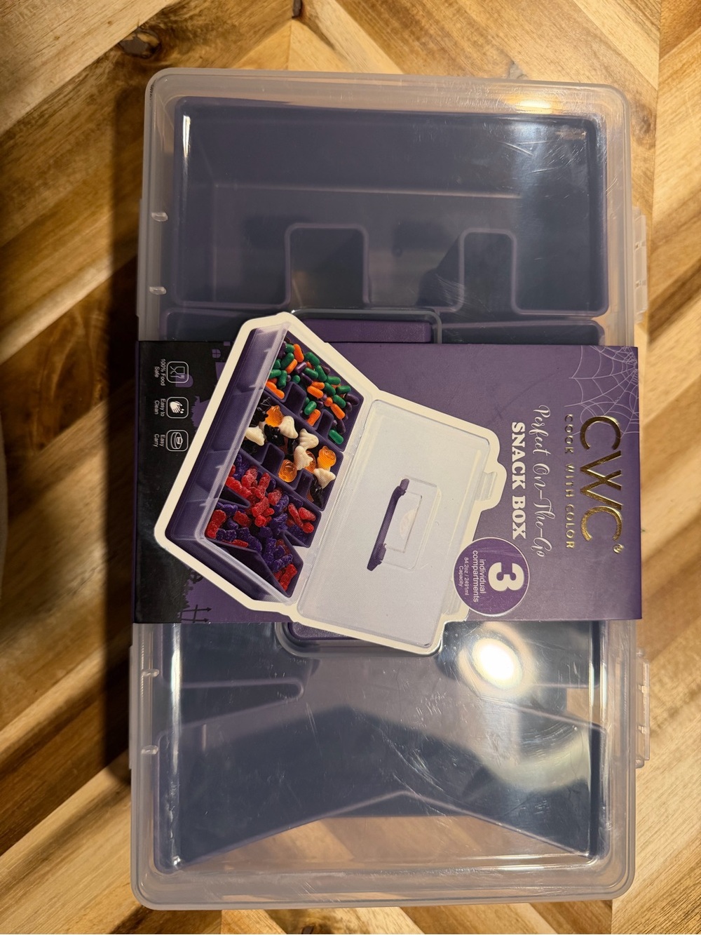 EEK CWC Purple Snack Box - 3 Compartment Portable Food Organizer